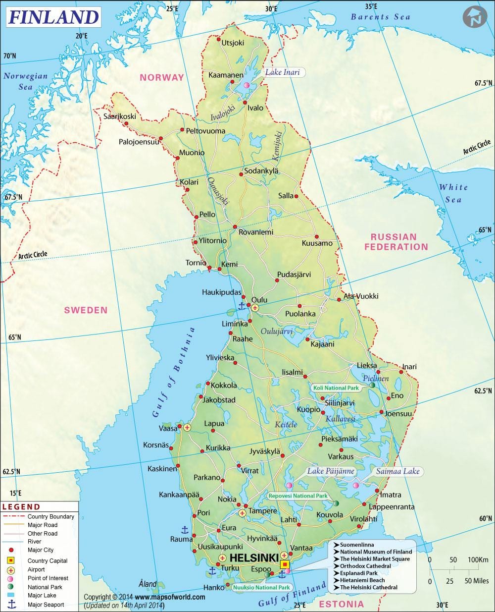 Карта Финляндии география