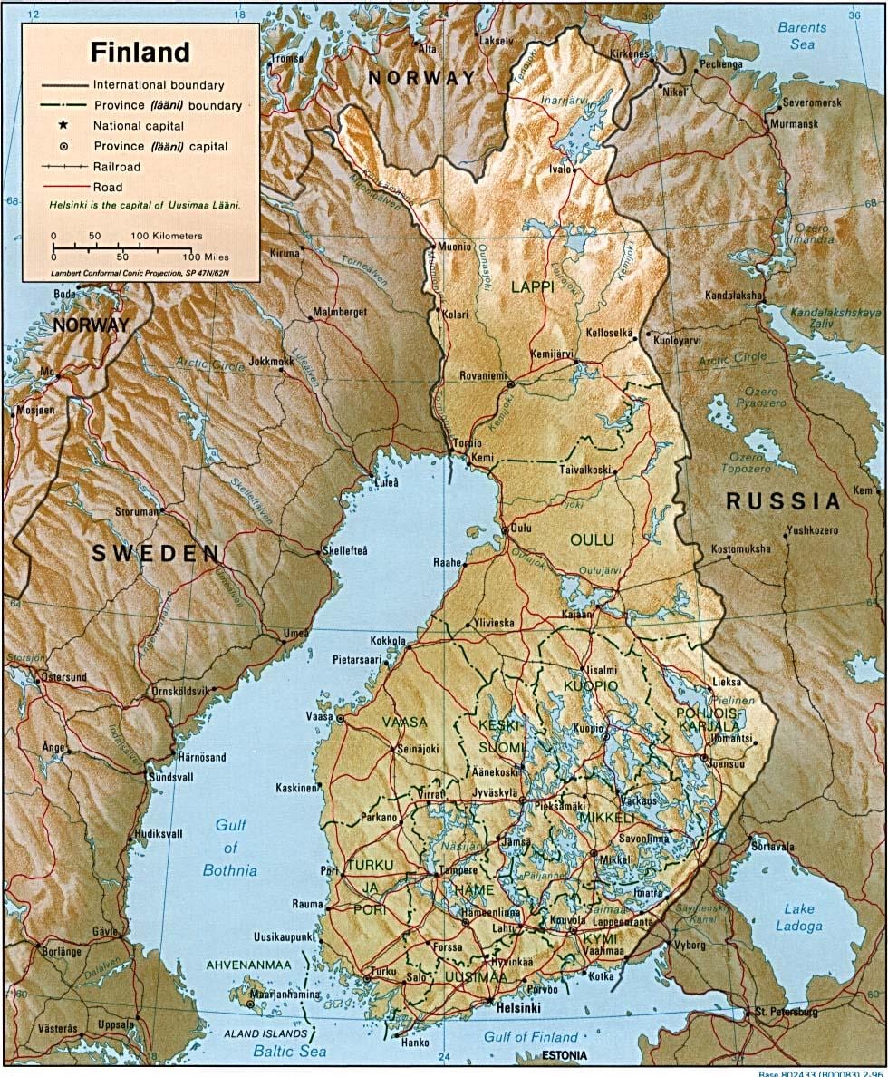 Топографическая карта Финляндии