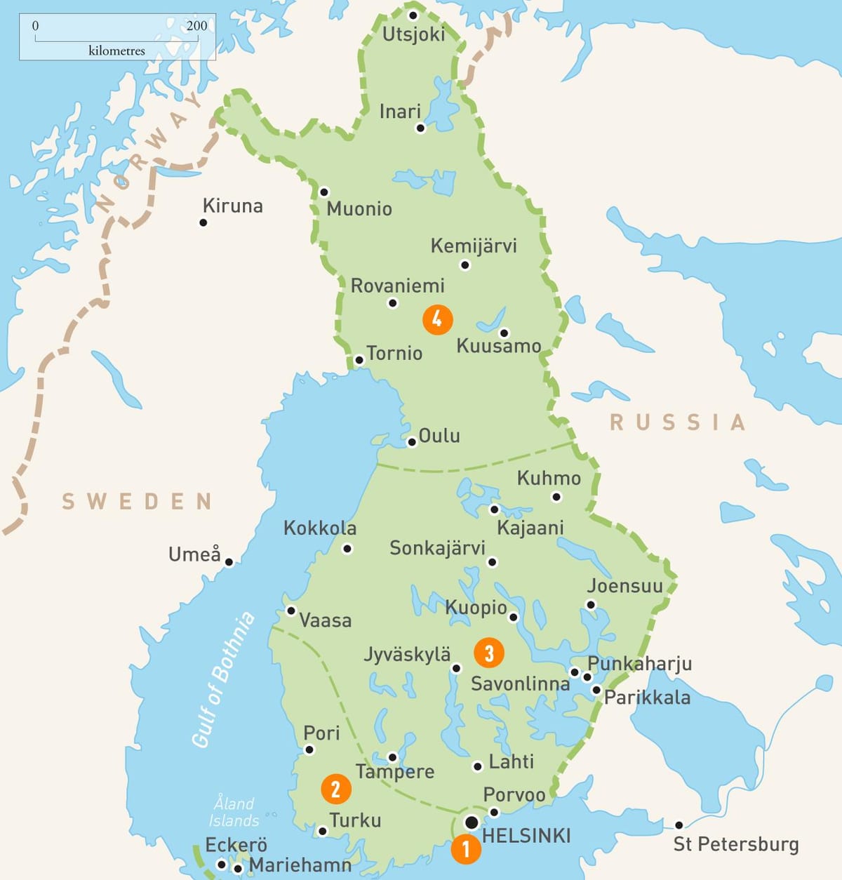 Карта Финляндии озер