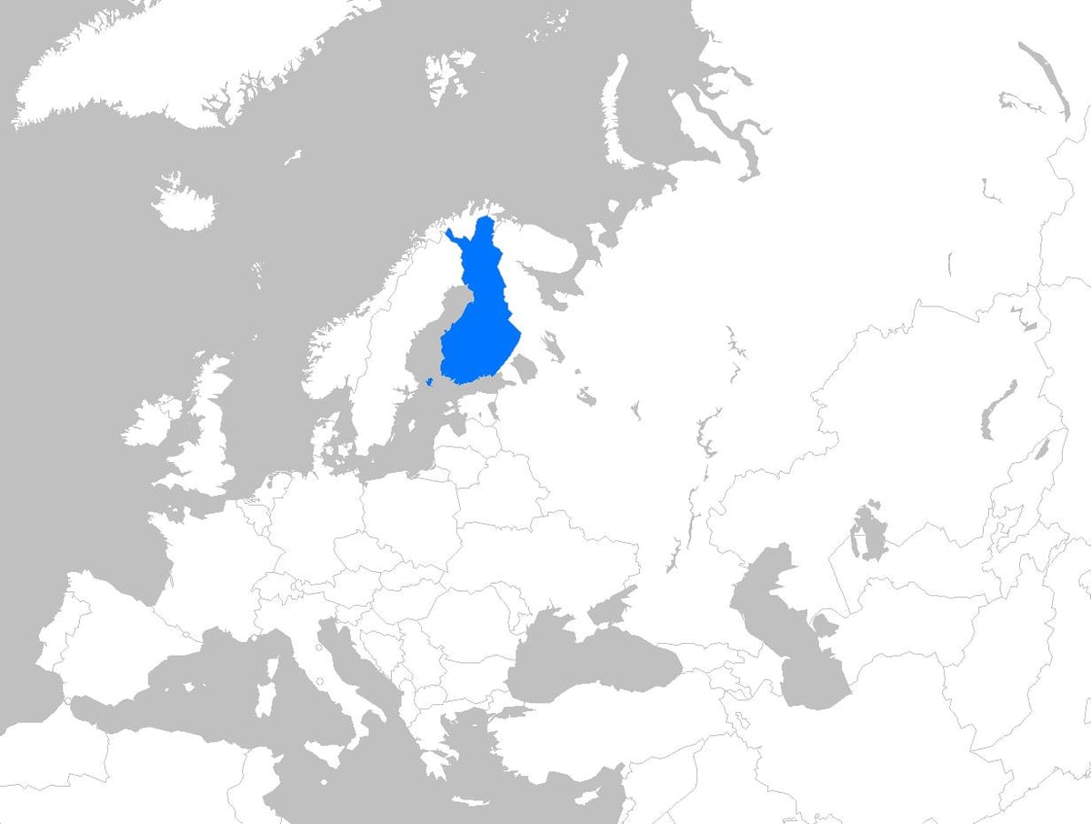 Финляндия на карте Европы