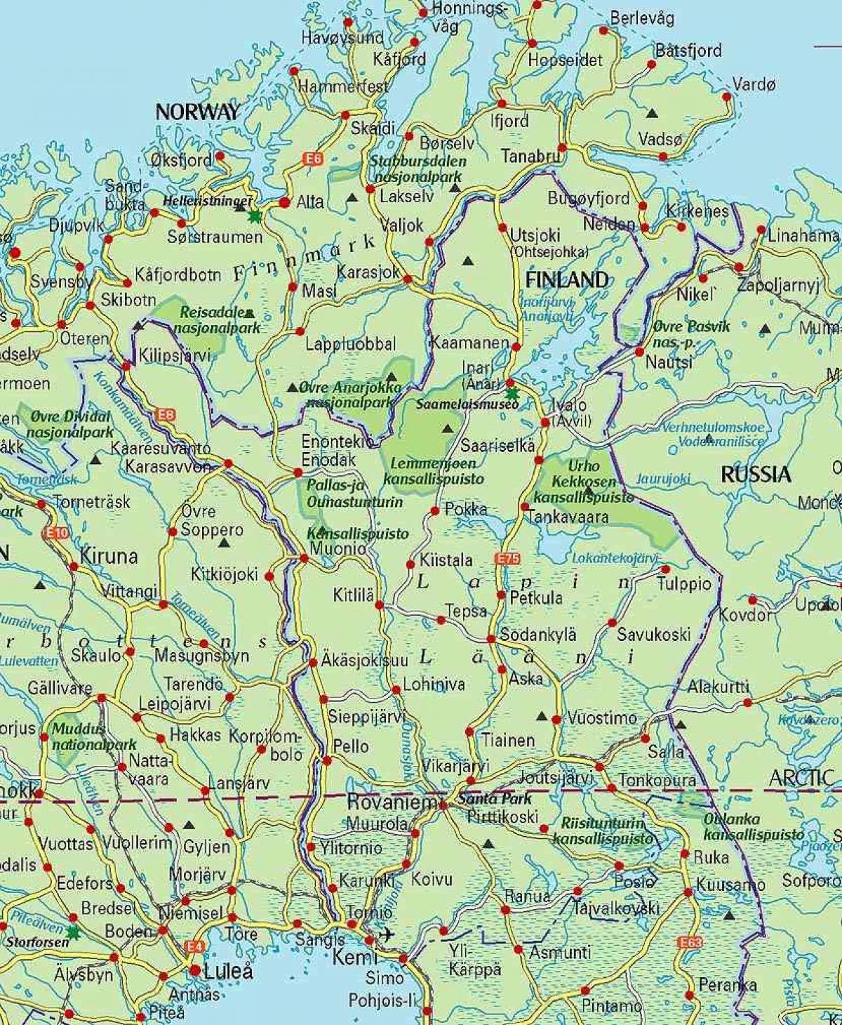 карта Финляндии и Лапландии