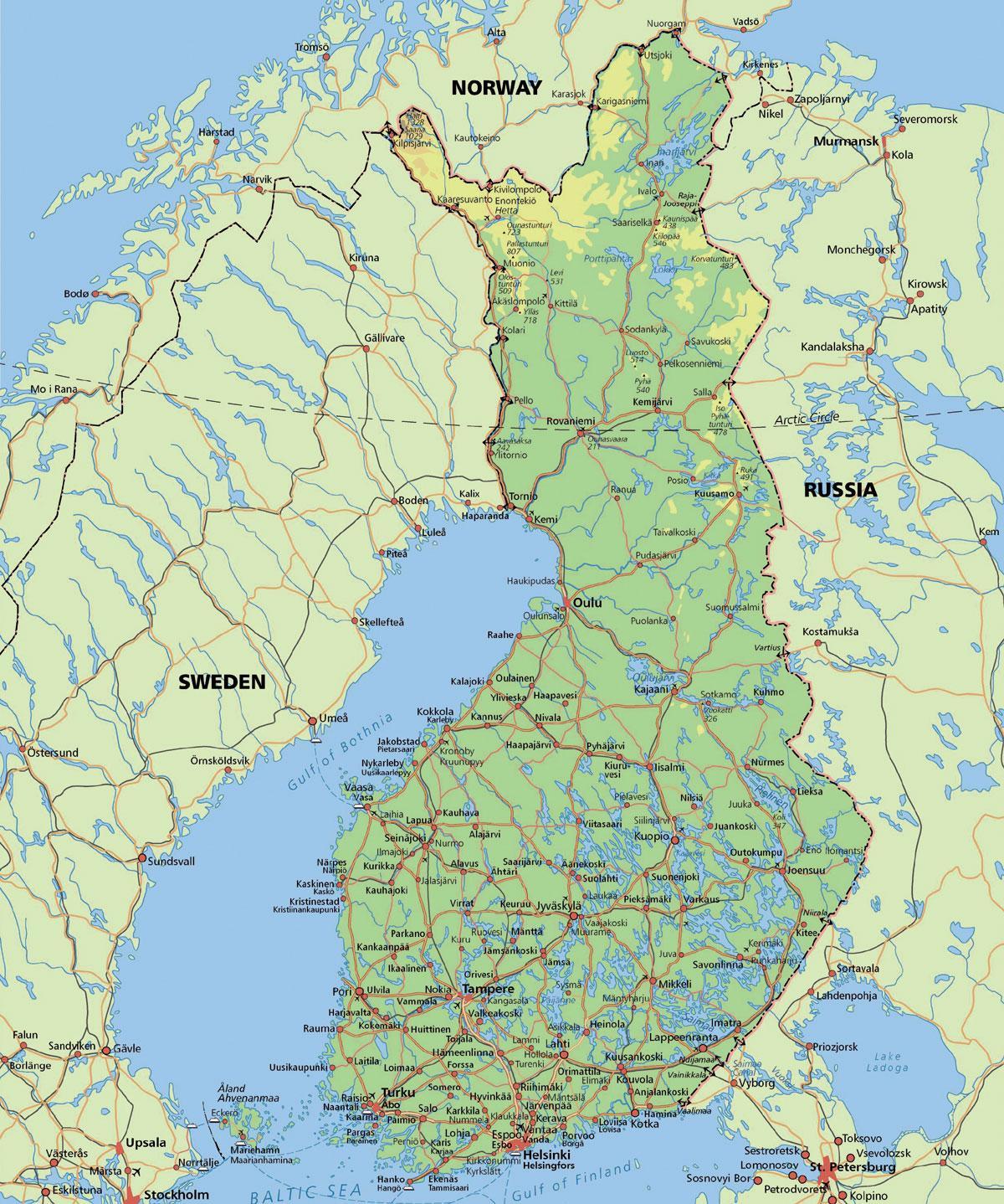 Карта Полярный круг Финляндия