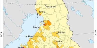 Финляндия карта плотности населения 