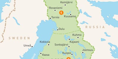 Карта Финляндии озер